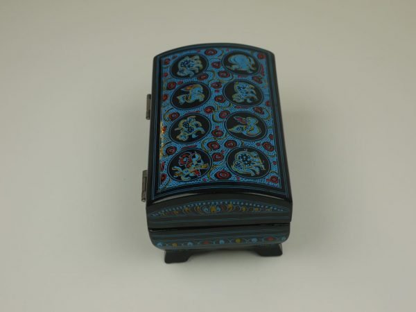 Lacquer Oriental Blue Jewelry Box - Image 3