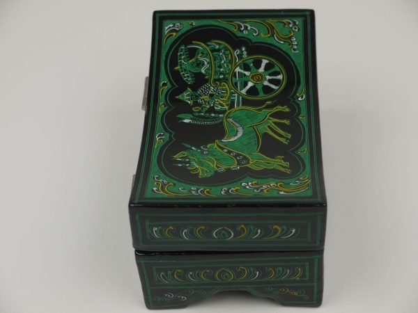 Lacquer Oriental Green Jewelry Box - Image 4