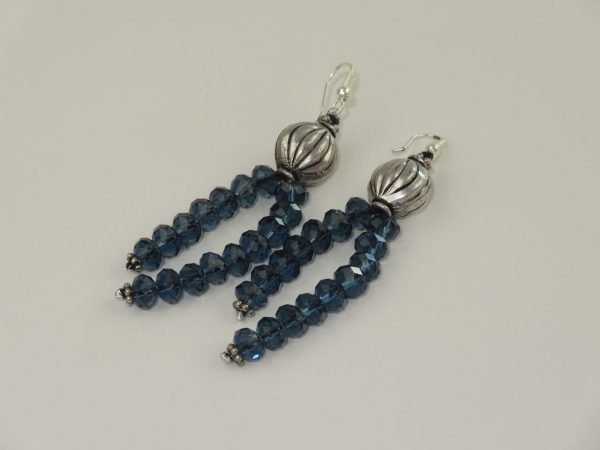 Silver and Blue crystal Earrings