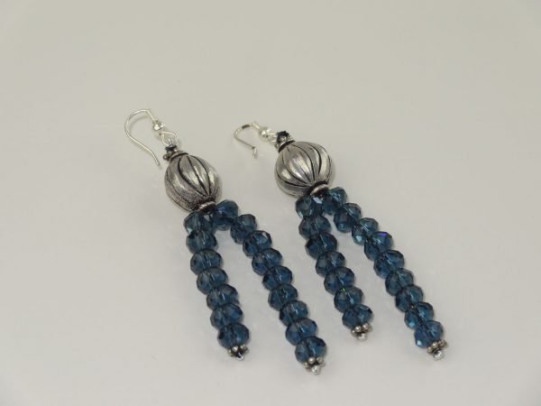 Silver and Blue crystal Earrings - Image 3