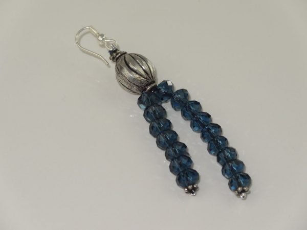 Silver and Blue crystal Earrings - Image 2