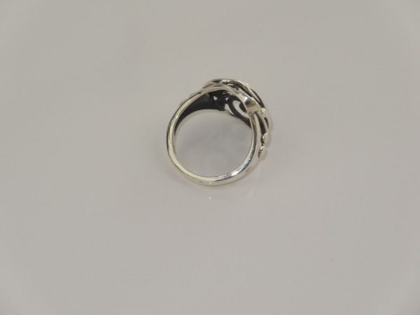 Silver rings with abstract floral design - Image 2