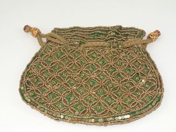 Green with gold beads - Pouch…dressy