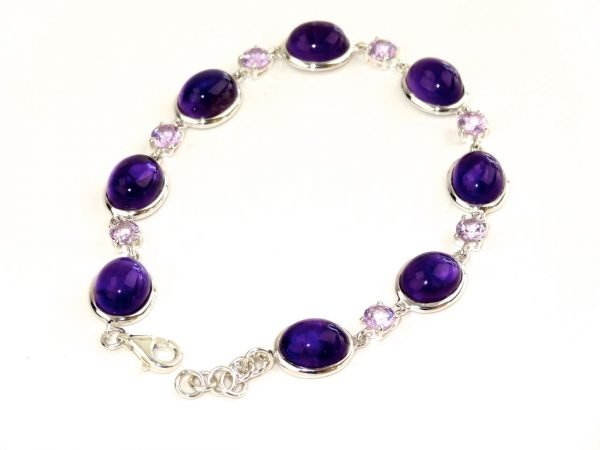 Silver and Amethyst Chain Bracelet