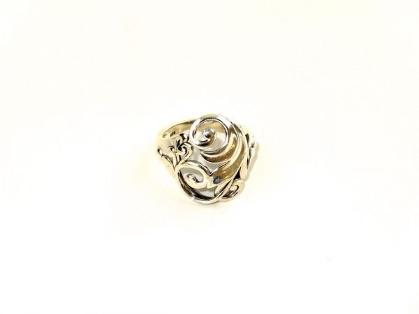 Silver rings with abstract floral design